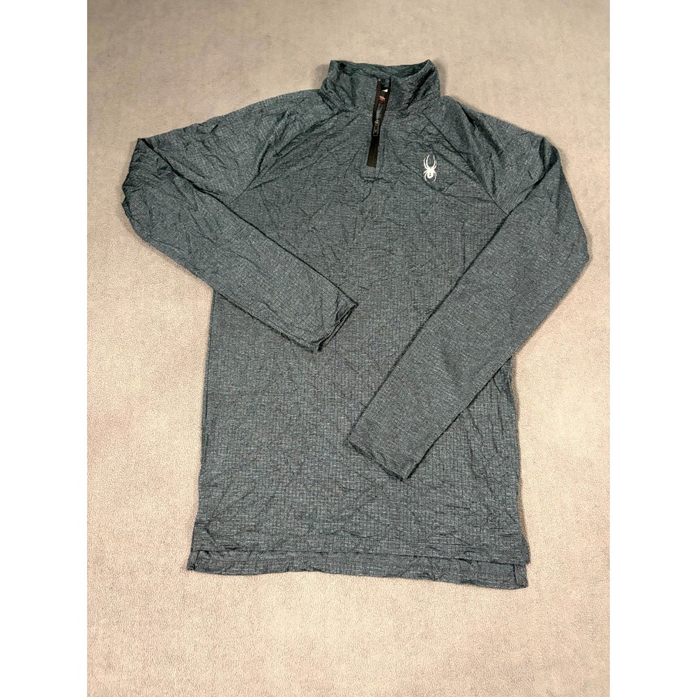 Spyder Active ProWeb Performance Top Mens Small Gray Mock Neck 1/4 Zip Athletic